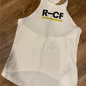 Reebok White Racerback Tank with Black and Yellow Graphic